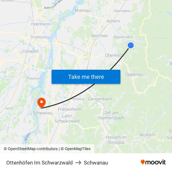 Ottenhöfen Im Schwarzwald to Schwanau map