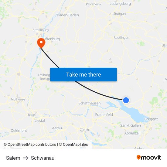 Salem to Schwanau map