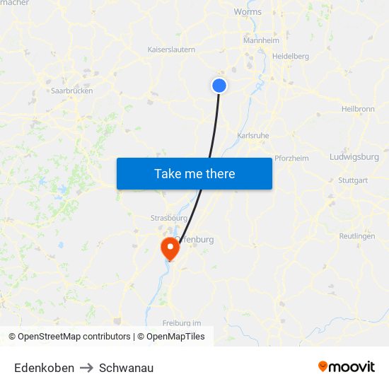 Edenkoben to Schwanau map