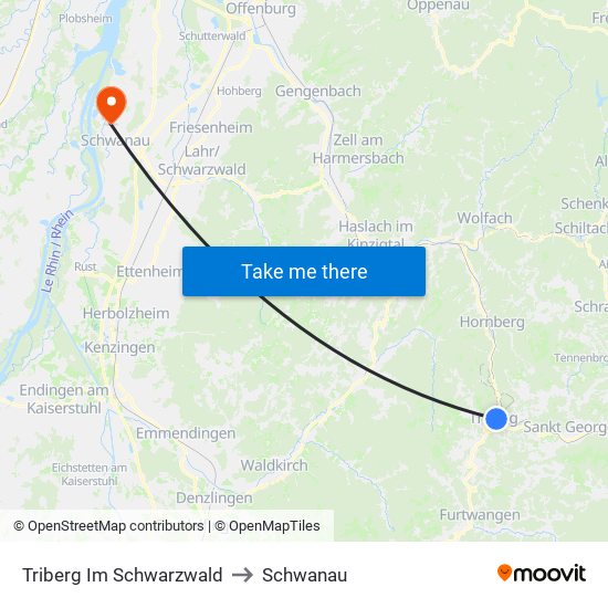 Triberg Im Schwarzwald to Schwanau map