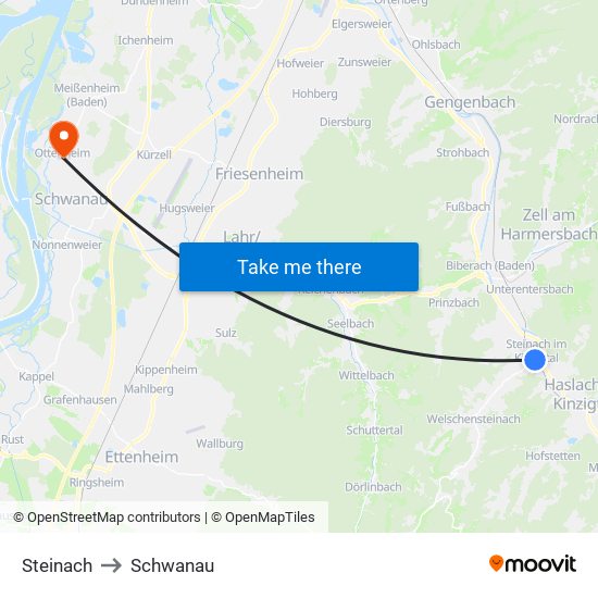 Steinach to Schwanau map