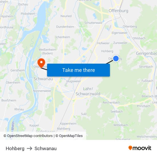 Hohberg to Schwanau map