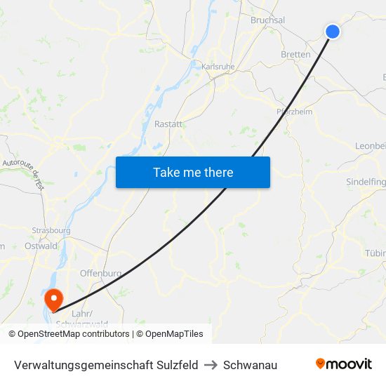 Verwaltungsgemeinschaft Sulzfeld to Schwanau map