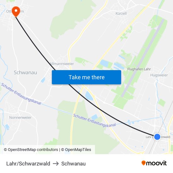 Lahr/Schwarzwald to Schwanau map