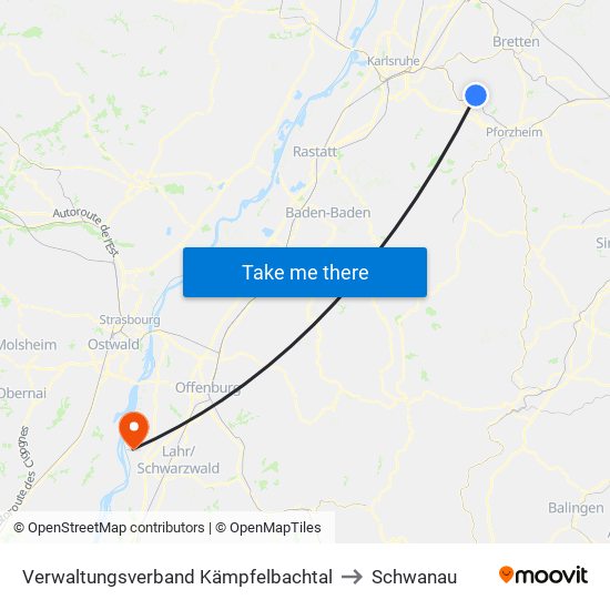 Verwaltungsverband Kämpfelbachtal to Schwanau map