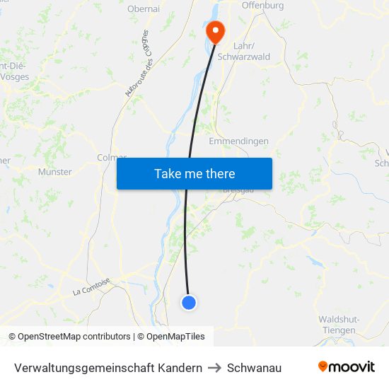 Verwaltungsgemeinschaft Kandern to Schwanau map
