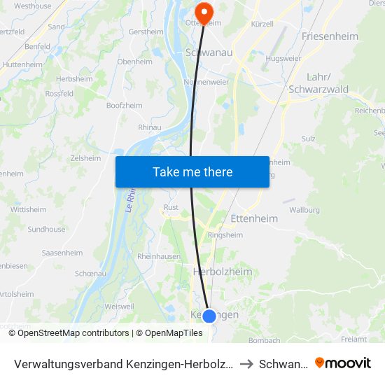 Verwaltungsverband Kenzingen-Herbolzheim to Schwanau map