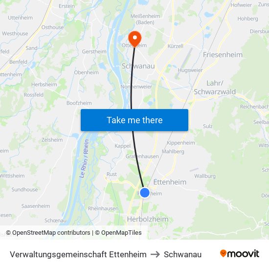 Verwaltungsgemeinschaft Ettenheim to Schwanau map