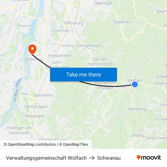 Verwaltungsgemeinschaft Wolfach to Schwanau map