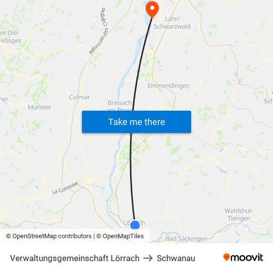 Verwaltungsgemeinschaft Lörrach to Schwanau map