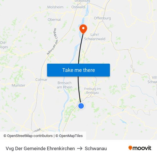 Vvg Der Gemeinde Ehrenkirchen to Schwanau map