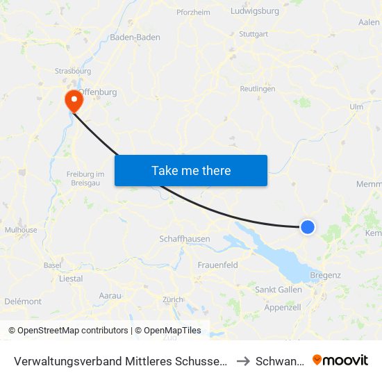 Verwaltungsverband Mittleres Schussental to Schwanau map