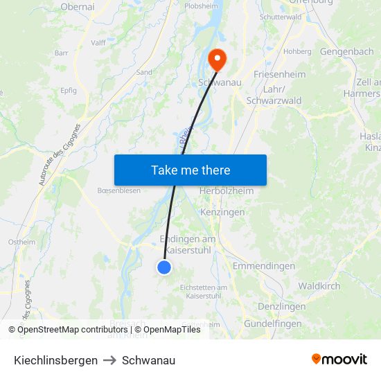 Kiechlinsbergen to Schwanau map