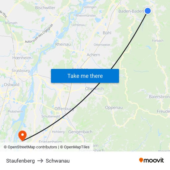 Staufenberg to Schwanau map