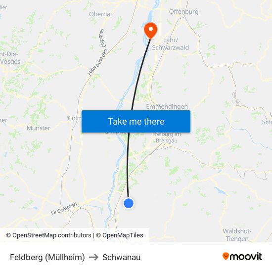 Feldberg (Müllheim) to Schwanau map