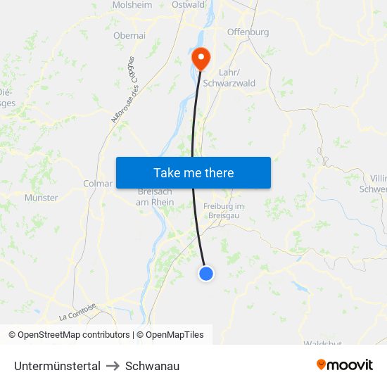 Untermünstertal to Schwanau map