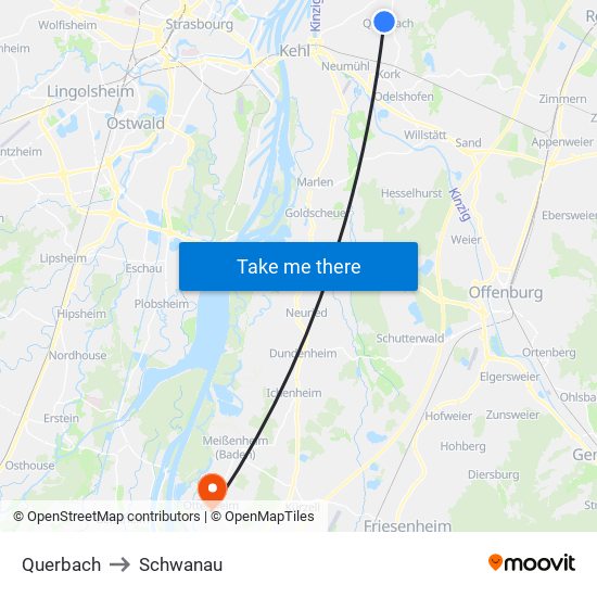 Querbach to Schwanau map