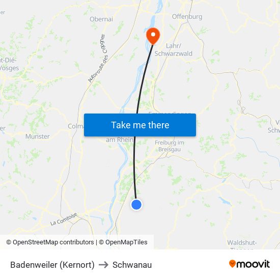 Badenweiler (Kernort) to Schwanau map