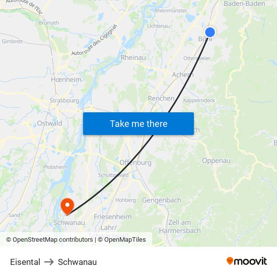 Eisental to Schwanau map