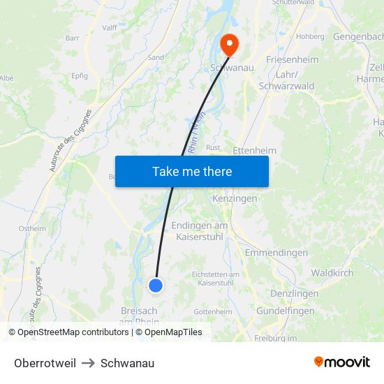 Oberrotweil to Schwanau map