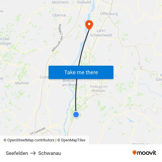 Seefelden to Schwanau map