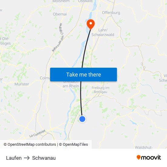 Laufen to Schwanau map