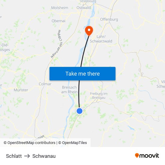 Schlatt to Schwanau map