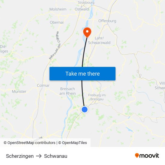 Scherzingen to Schwanau map