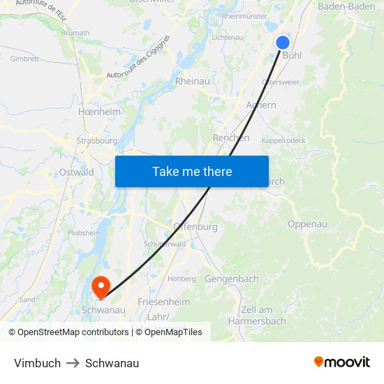 Vimbuch to Schwanau map