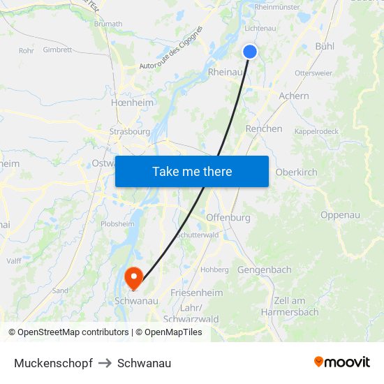 Muckenschopf to Schwanau map