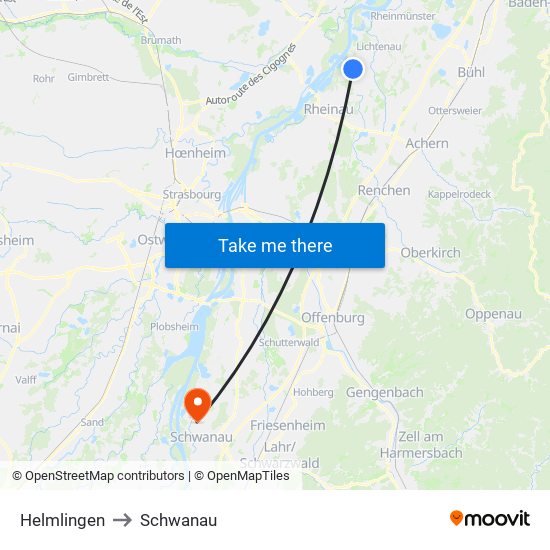 Helmlingen to Schwanau map