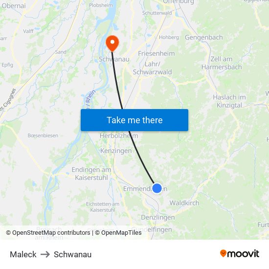 Maleck to Schwanau map