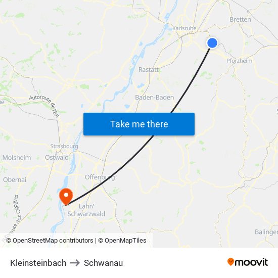 Kleinsteinbach to Schwanau map