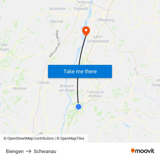 Biengen to Schwanau map