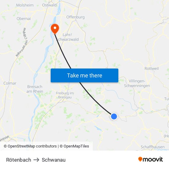 Rötenbach to Schwanau map