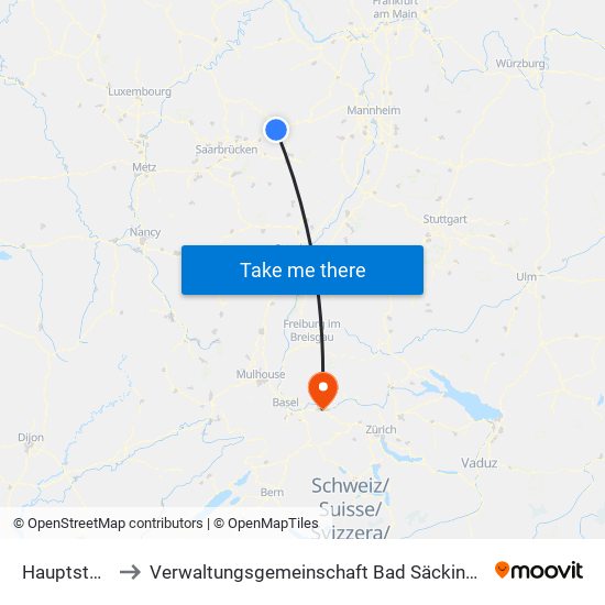 Hauptstuhl to Verwaltungsgemeinschaft Bad Säckingen map