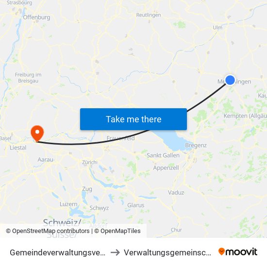 Gemeindeverwaltungsverband Rot-Tannheim to Verwaltungsgemeinschaft Bad Säckingen map