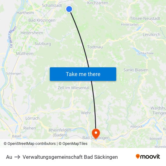 Au to Verwaltungsgemeinschaft Bad Säckingen map