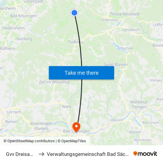 Gvv Dreisamtal to Verwaltungsgemeinschaft Bad Säckingen map