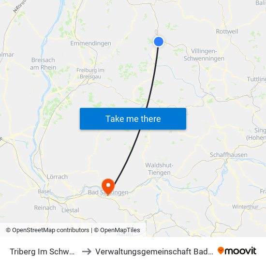 Triberg Im Schwarzwald to Verwaltungsgemeinschaft Bad Säckingen map