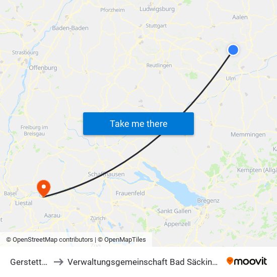 Gerstetten to Verwaltungsgemeinschaft Bad Säckingen map
