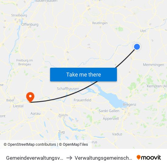 Gemeindeverwaltungsverband Laupheim to Verwaltungsgemeinschaft Bad Säckingen map