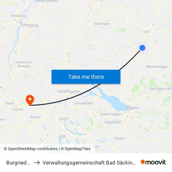 Burgrieden to Verwaltungsgemeinschaft Bad Säckingen map