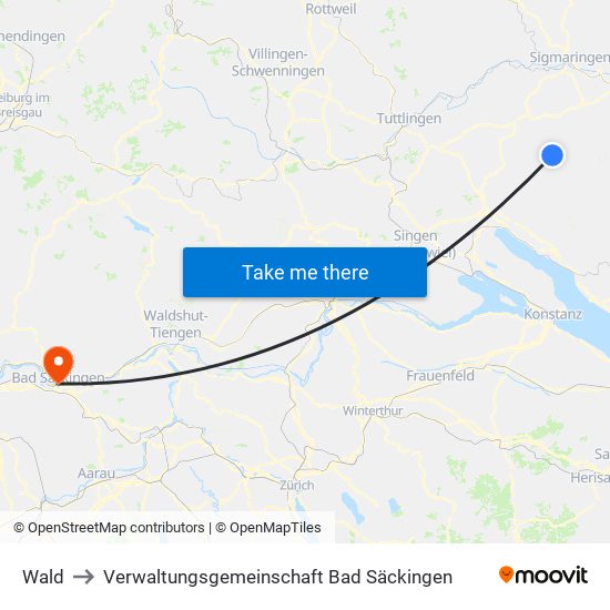 Wald to Verwaltungsgemeinschaft Bad Säckingen map