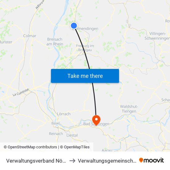 Verwaltungsverband Nördlicher Kaiserstuhl to Verwaltungsgemeinschaft Bad Säckingen map