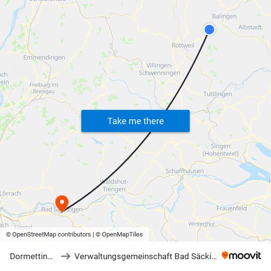 Dormettingen to Verwaltungsgemeinschaft Bad Säckingen map