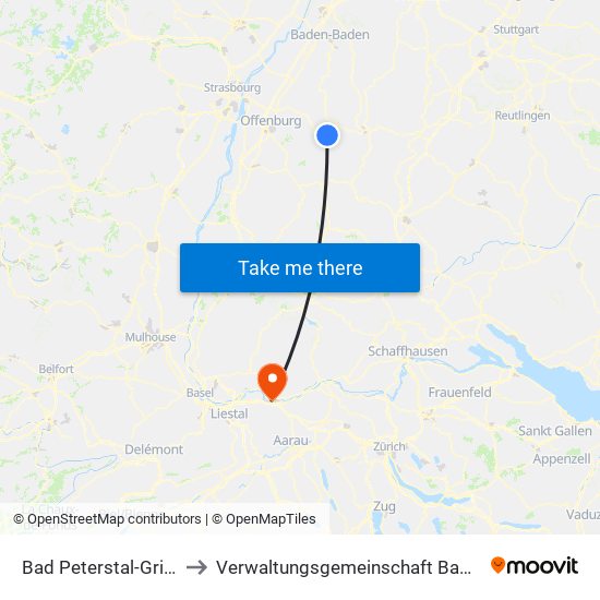 Bad Peterstal-Griesbach to Verwaltungsgemeinschaft Bad Säckingen map