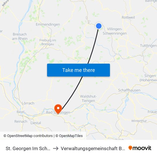 St. Georgen Im Schwarzwald to Verwaltungsgemeinschaft Bad Säckingen map