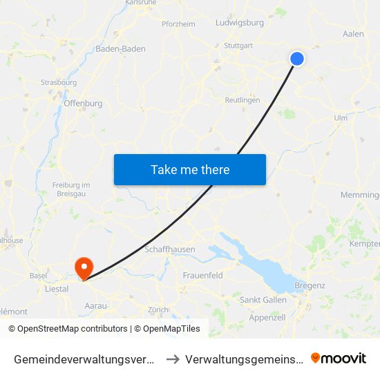 Gemeindeverwaltungsverband Östlicher Schurwald to Verwaltungsgemeinschaft Bad Säckingen map