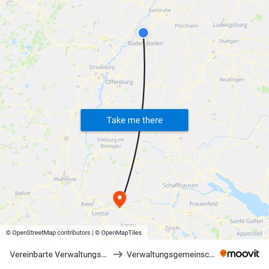 Vereinbarte Verwaltungsgemeinschaft Rastatt to Verwaltungsgemeinschaft Bad Säckingen map